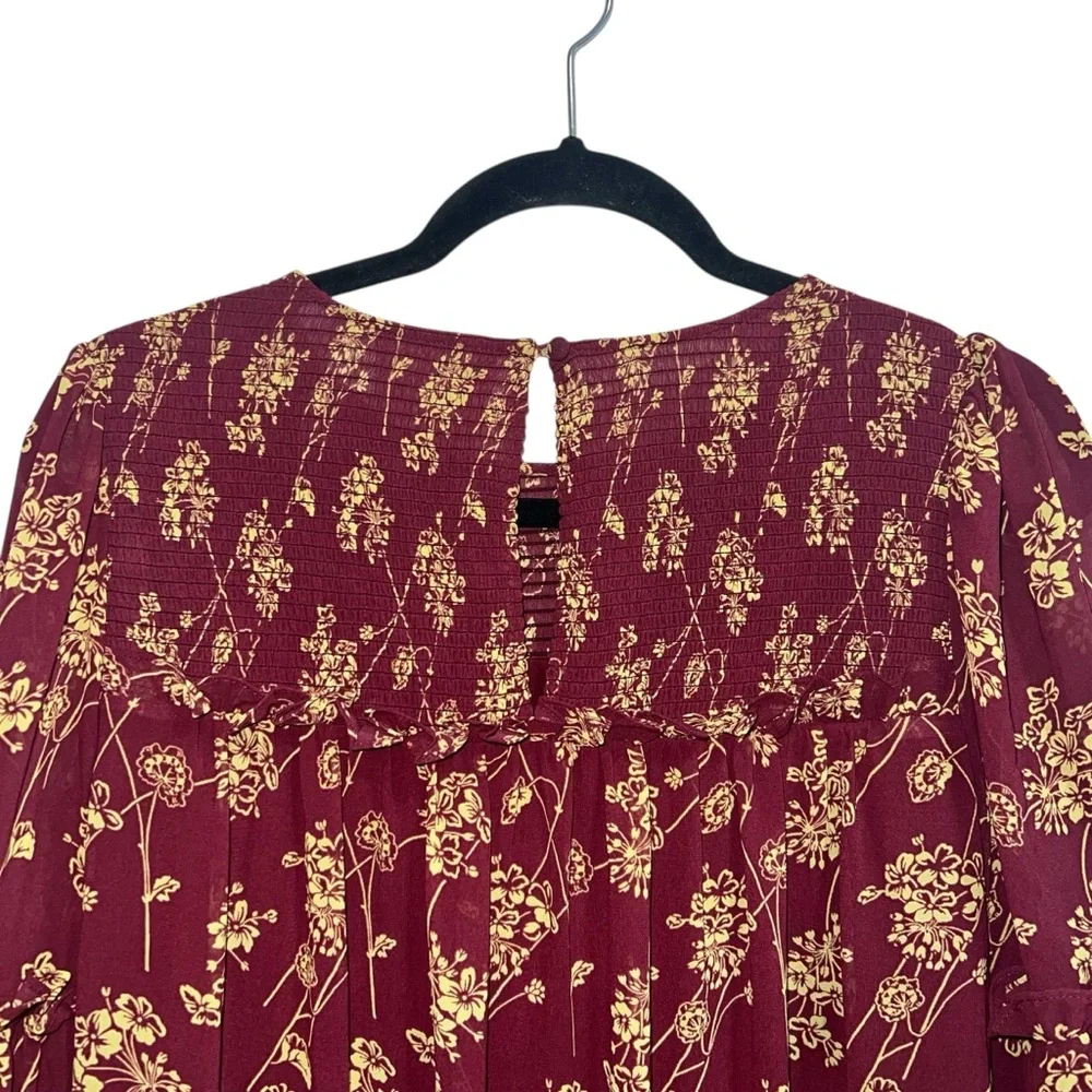 Cinq A Sept Zola Floral Print Chiffon Dress In Merlot/Starfruit
